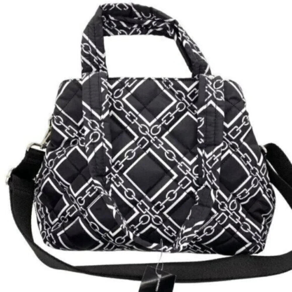 INC International Concepts Corah Satchel Quilted Nylon Crossbody Tote